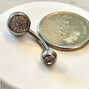 Surgical Stainless Steel belly ring w/ cz stones